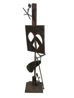 Leon Saulter Bronze, Glass & Steel Floor Sculpture
