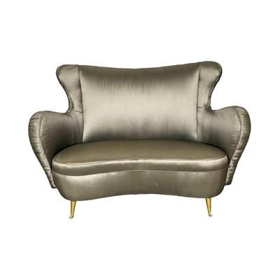 Gio Ponti Style Grey Silk Settee