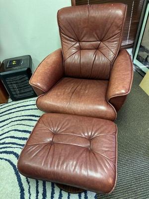 Leather chair & ottoman