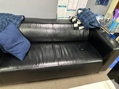 Black leather sofa