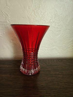 Waterford Lismore Diamond Vase 8 Inches In Ruby Red