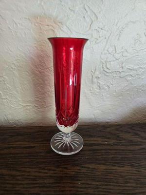 Waterford Crystal Lismore Ruby Red Crimson Bud Vase 8"
