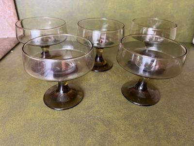 Set Of Five MCM Smoked Glass Cocktail Glasses