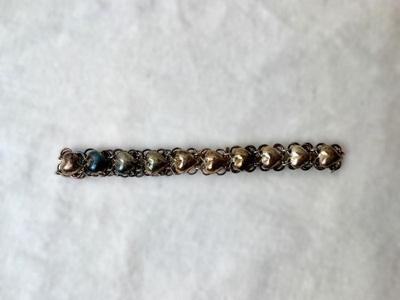 Vintage Sterling Puffy Heart Chain Bracelet
