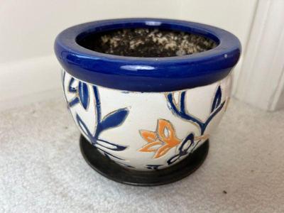 Glazed Planter & Rowantrees Blue Hill Pottery Saucer