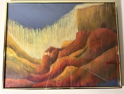 Signed Abstract Oil Pastel On Paper