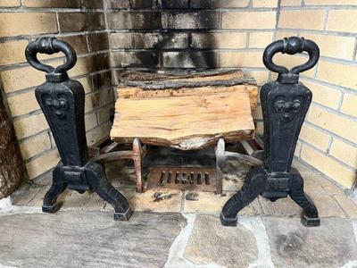 Vintage Cast Iron Fireplace Andirons