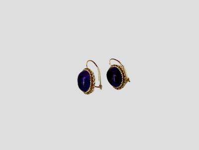 Signed 14k Gold & Purple Gemstone Earrings