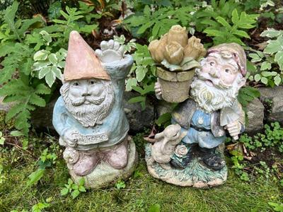 Two Composite Garden Gnomes