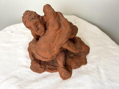 Clay Sculpture Of Wrestlers
