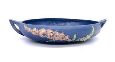Roseville blue Freesia console bowl, 10 in.