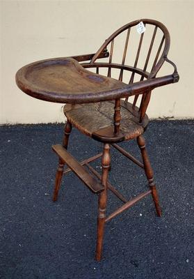 ANTIQUE RUSH SEAT HIGH CHAIR