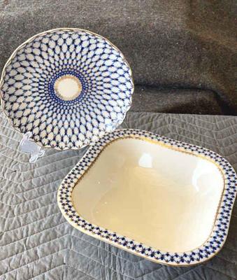 Imperial russian lomonosov cobalt net bowls set 2