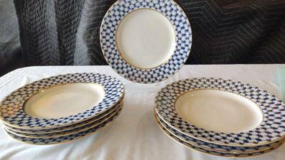 Imperial russian cobalt net luncheon plates