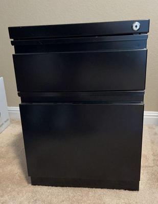 Small black metal file cabinet