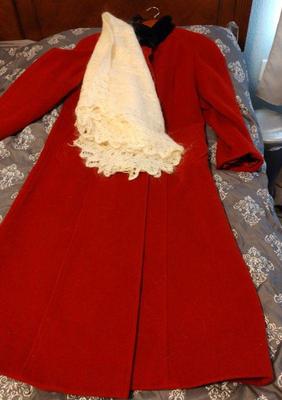 Calf length coat scarf