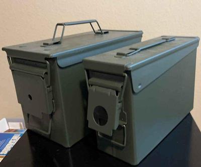 2 metal ammo boxes