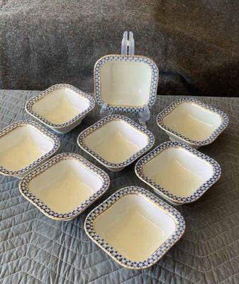Imperial russian lomonosov cobalt net vegetable bowls
