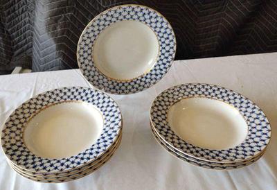 Imperial russian cobalt net soup salad bowls