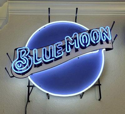 Vintage blue moon neon light