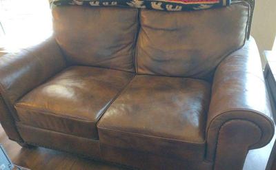 Love seat brown leather