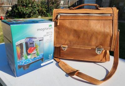 Beta Desktop Aquarium and Leather Satchel