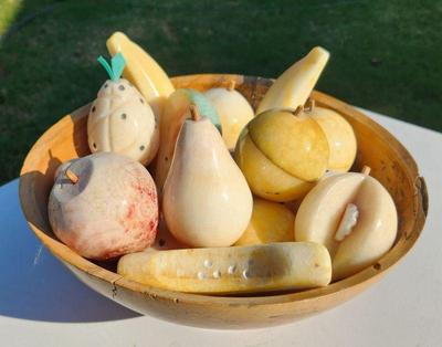 Marble (?) fruit with bowl