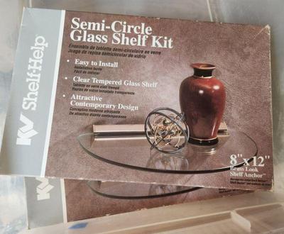 two NIB glass shelves