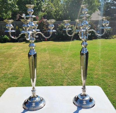 Sale Photo Thumbnail #69: Large silver candlesticks - 39 inches tall!