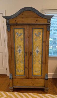 Custom Paint Decorated Pine Armoire