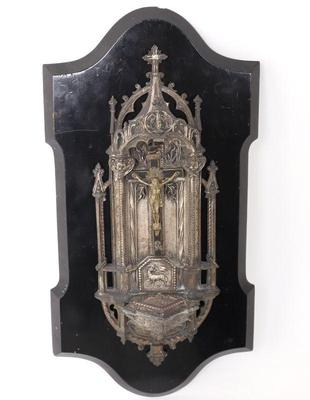 Lot 239 silver crucifix water font, 19th c.