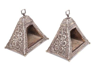 Lot 3 massive pair of peruvian silver clad stirrups 18th c.