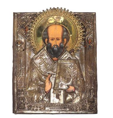 Lot 311 saint nicholas the wonderworker painted russian icon
