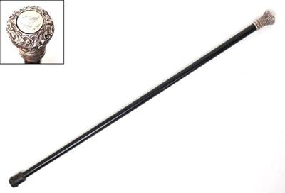 Lot 116 silvered finial walking stick