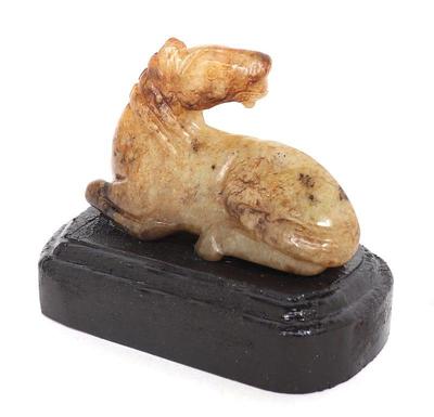 Lot 348 lovely carved chinese jade horse wcustom stand