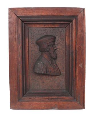 Lot 237 heavy german carved panel of ioannes wiclefcs 17th c.