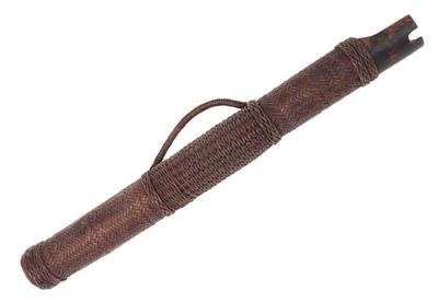 Lot 157 intricately braided rattan wrapped bamboo quiver 20th century