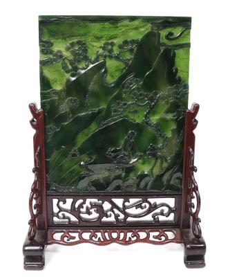 Lot 345 gorgeous spinach jade chinese table screen