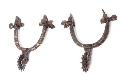 Lot 179 spanish colonial gold iron chiseled spurs, circa 1790s