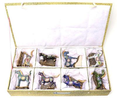 Lot 344 complete set of 8 cloisonne horses republic period 1912 1949