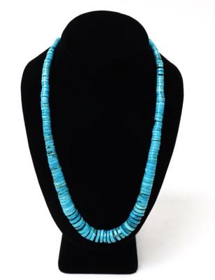 Lot 266 lovely turquoise disc bead necklace