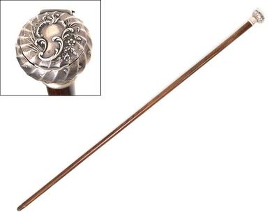 Lot 113 fine european silver headed cane