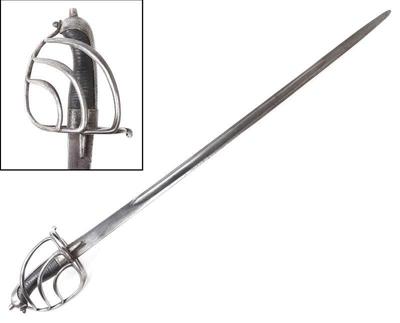 Lot 23 early european half basket cavalry broad sword 17th c.