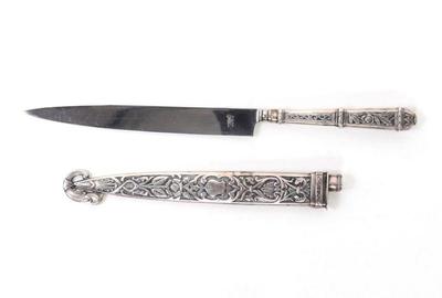 Lot 50 silver gaucho knife w scabbard