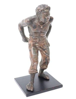 Lot 419 early metal cast statue enslaved man