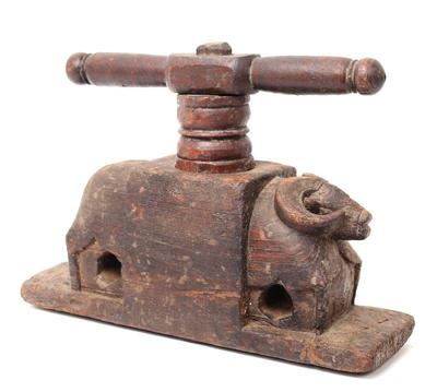 Lot 313 finely carved wood indonesian juice press