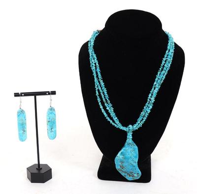 Lot 252 gorgeous native american turquoise necklace earring set