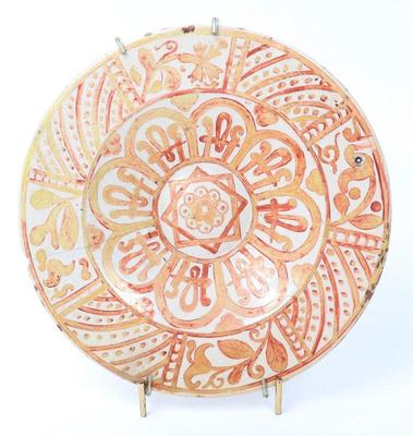 Lot 301 moroccan safi orange glazed dish