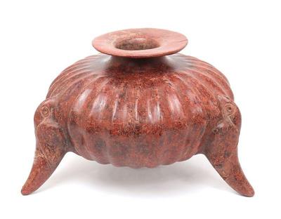 Lot 215 massive colima redware tri pod vessel 300 bce 300 ce