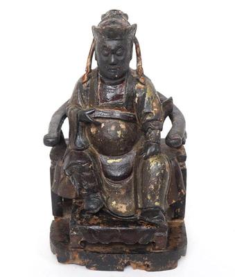 Lot 310 early wood carved seated buddha